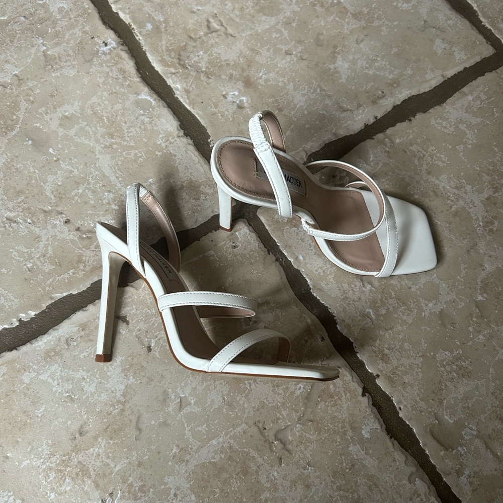 Steve Madden White Strap Heels